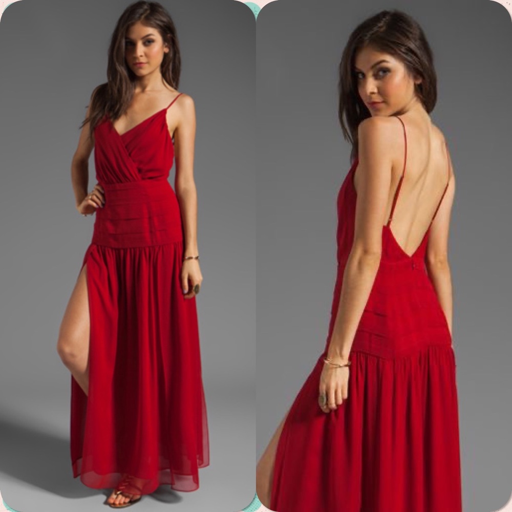 Haute Hippie Scarlet Red Silk Maxi Dress XS NWT $795